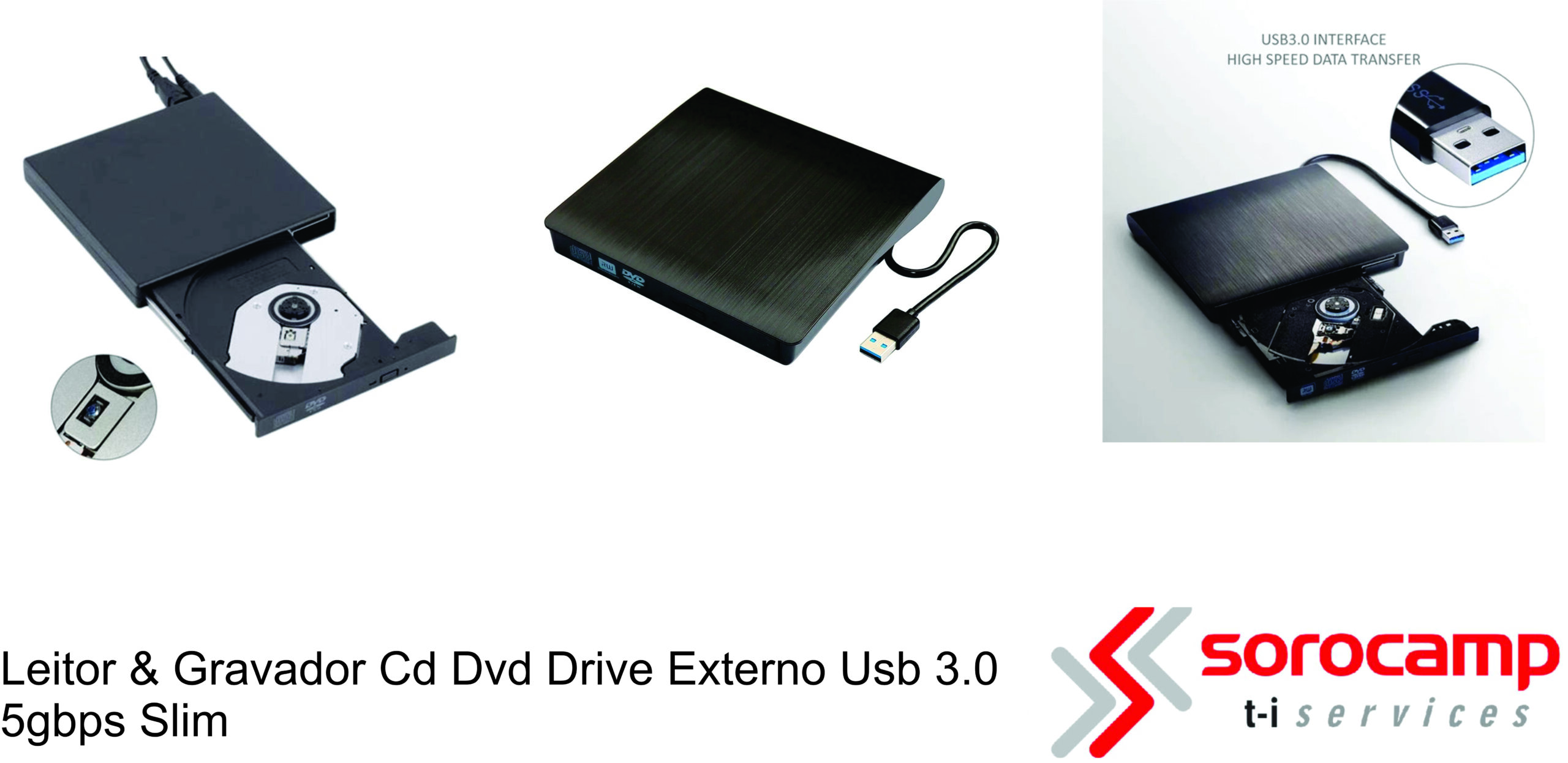 Drive Externo Slim Usb Gravador E Leitor Cd Dvd